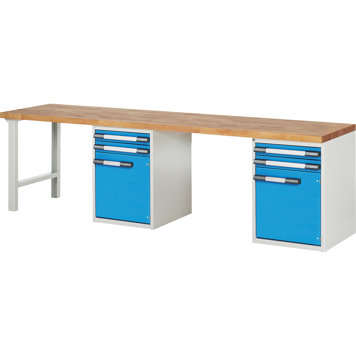 Bancada de trabalho, sistema modular série 7000 – eurokraft pro, 4 gavetas, 2 portas, extra largo, LxP 3000 x 700 mm-0