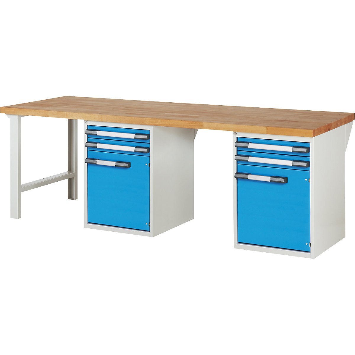 Bancada de trabalho, sistema modular série 7000 – eurokraft pro, 4 gavetas, 2 portas, extra largo, LxP 2500 x 900 mm-0