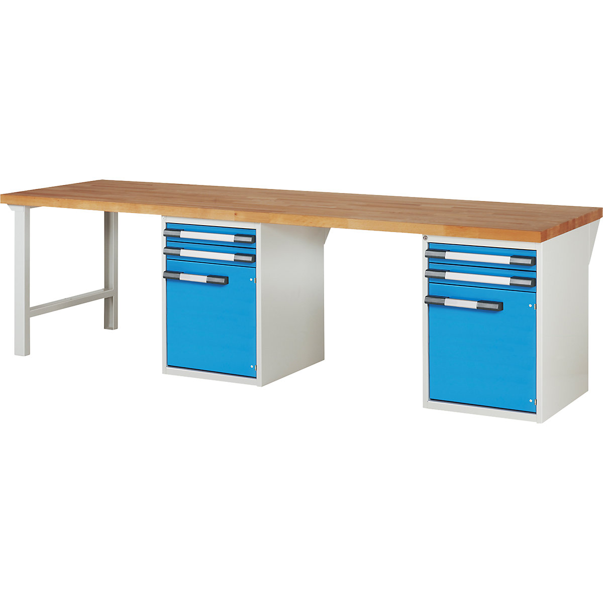 Bancada de trabalho, sistema modular série 7000 – eurokraft pro, 4 gavetas, 2 portas, extra largo, LxP 3000 x 900 mm-0