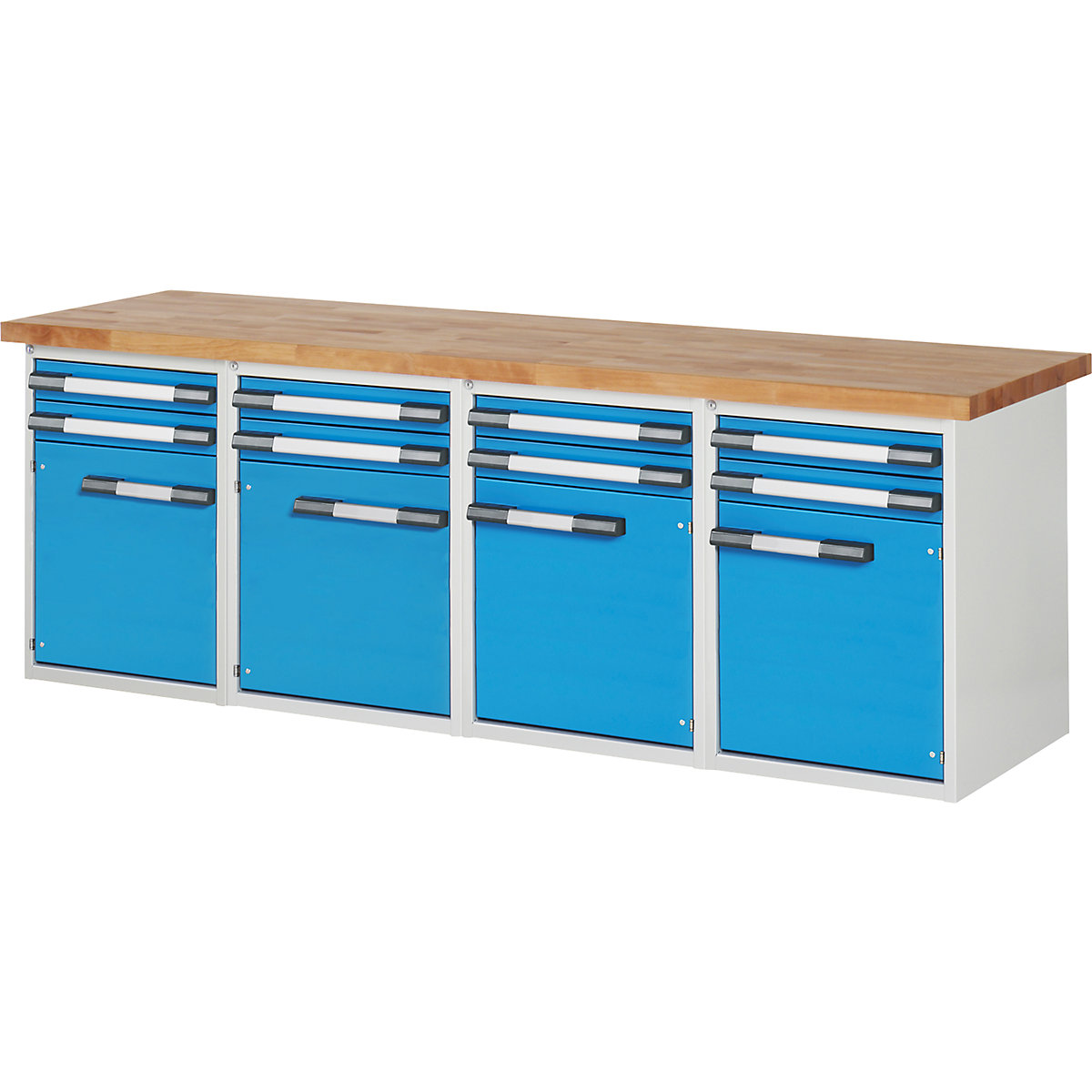 Bancada de trabalho, sistema modular série 7000 – eurokraft pro, 8 gavetas, 4 portas, LxP 2500 x 700 mm-0