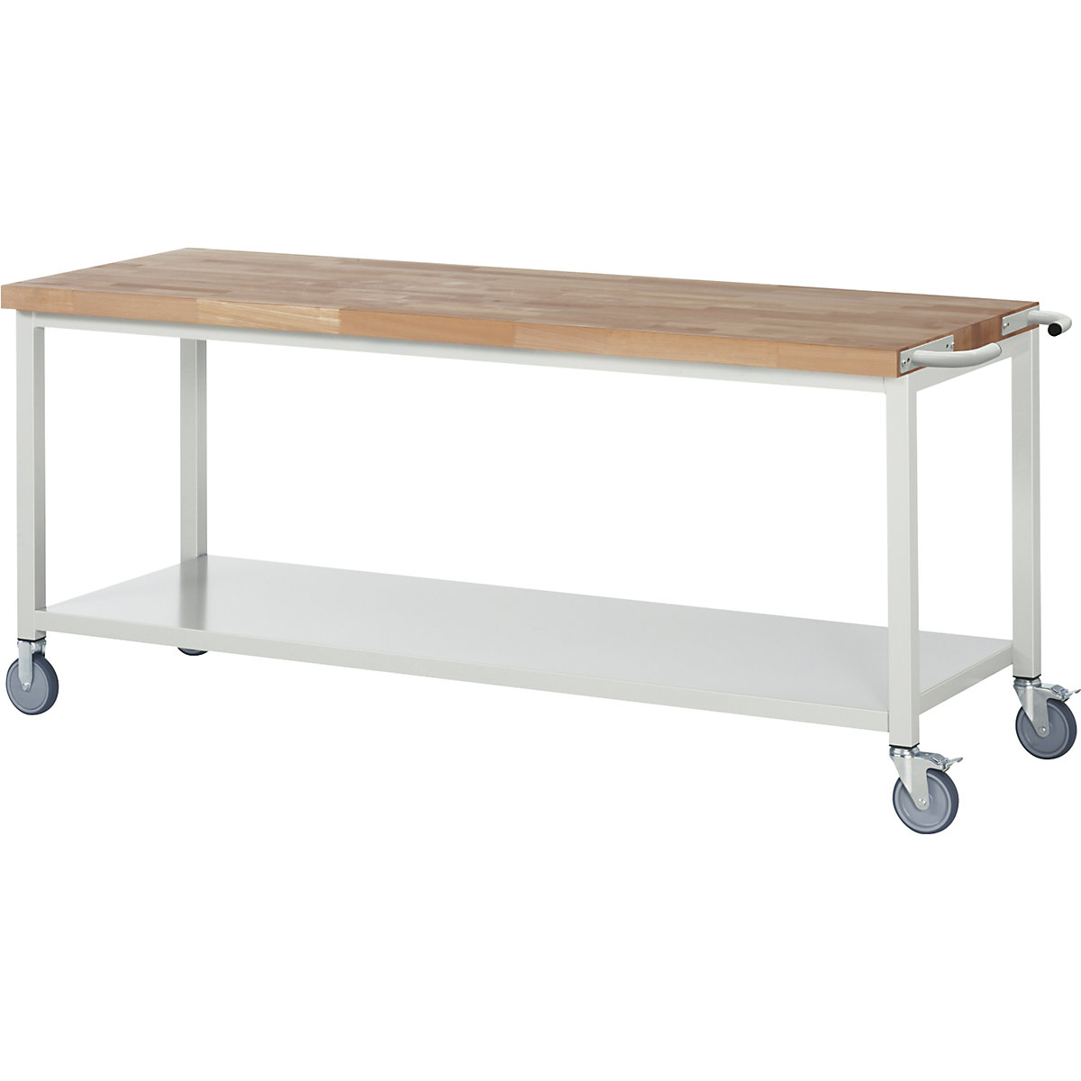 Bancada de trabalho com rodas Série 8000, estrutura modular – eurokraft pro, 1 prateleira, LxP 2000 x 700 mm-0