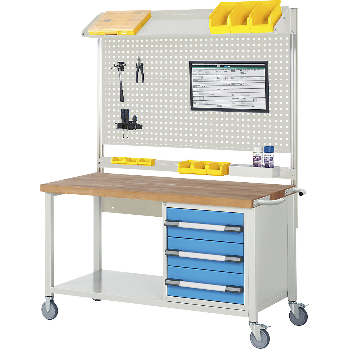 Bancada de trabalho com rodas Série 8000, estrutura modular – eurokraft pro (Imagem do produto 3)-2