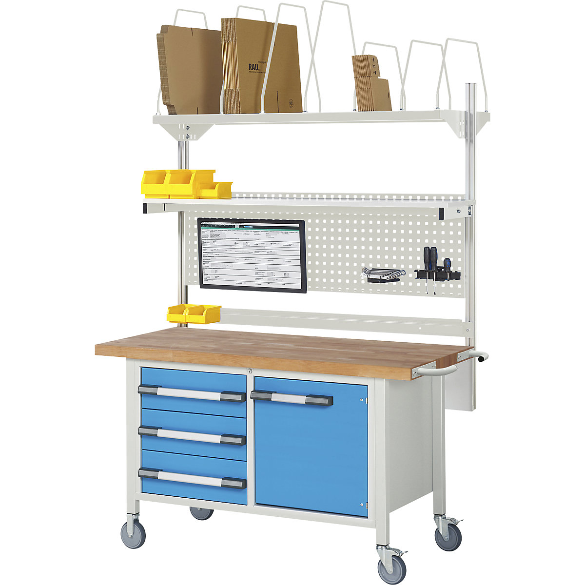 Bancada de trabalho com rodas Série 8000, estrutura modular – eurokraft pro (Imagem do produto 3)-2