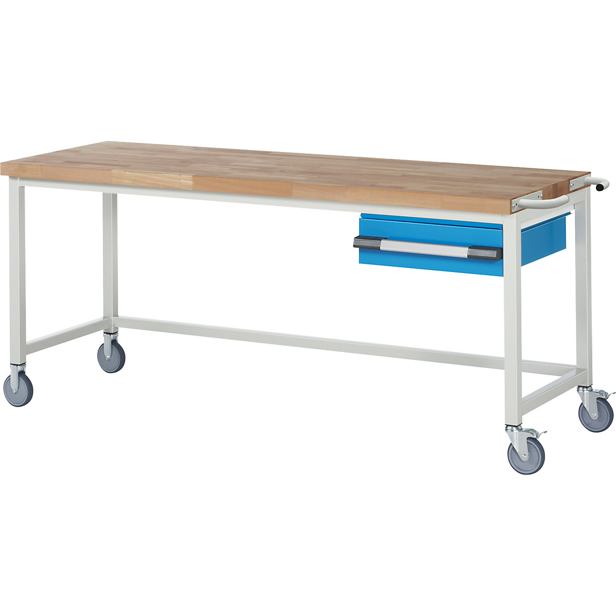 Bancada de trabalho com rodas Série 8000, estrutura modular – eurokraft pro, 1 gaveta suspensa, LxP 2000 x 700 mm-0