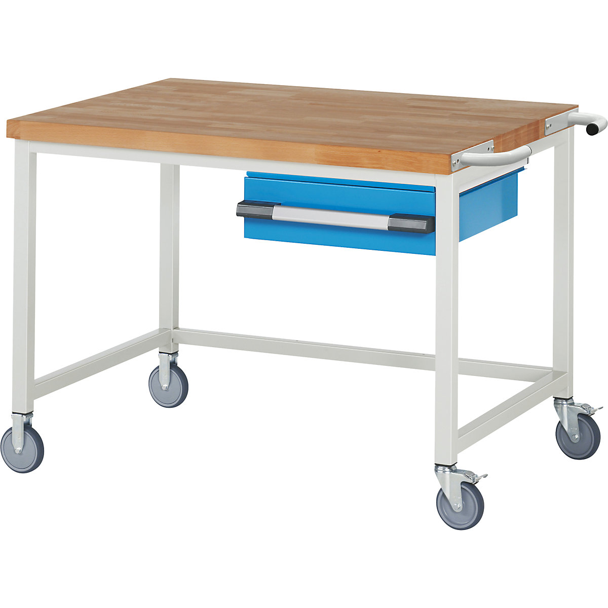 Bancada de trabalho com rodas Série 8000, estrutura modular – eurokraft pro, 1 gaveta suspensa, LxP 1250 x 900 mm-0