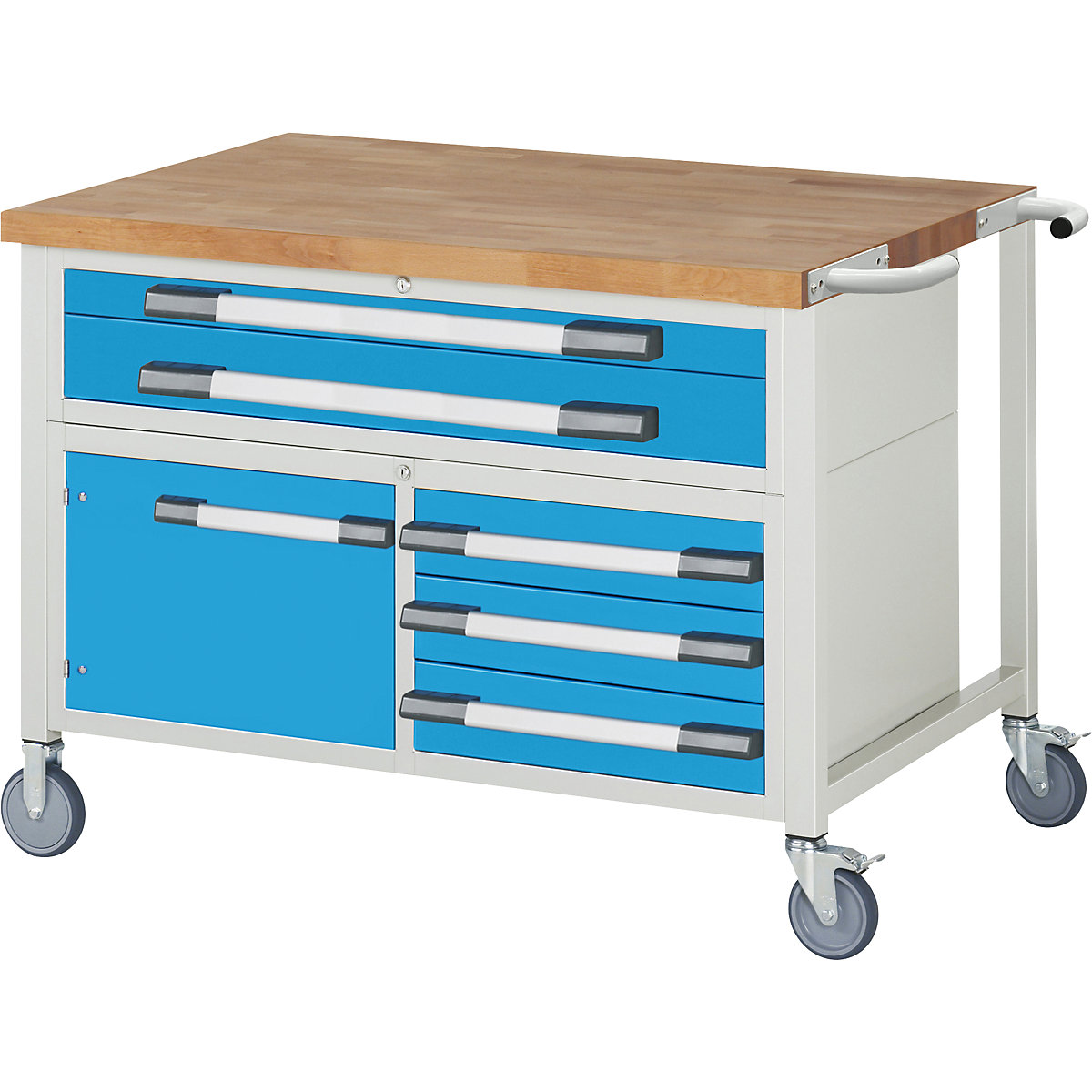 Bancada de trabalho com rodas Série 8000, estrutura modular – eurokraft pro