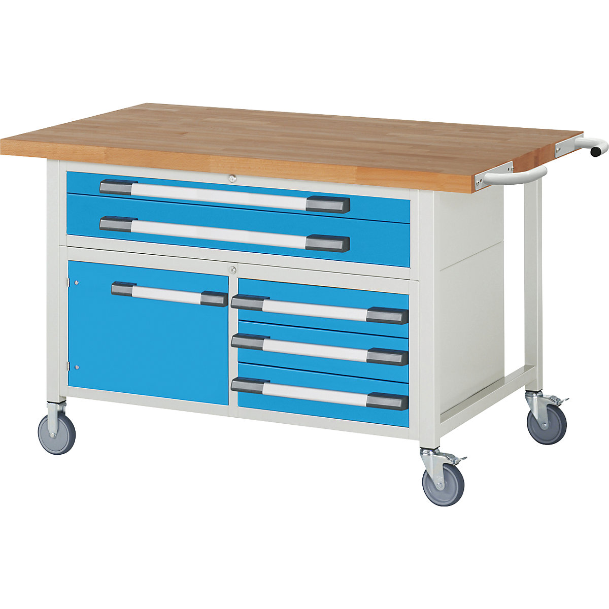 Bancada de trabalho com rodas Série 8000, estrutura modular – eurokraft pro