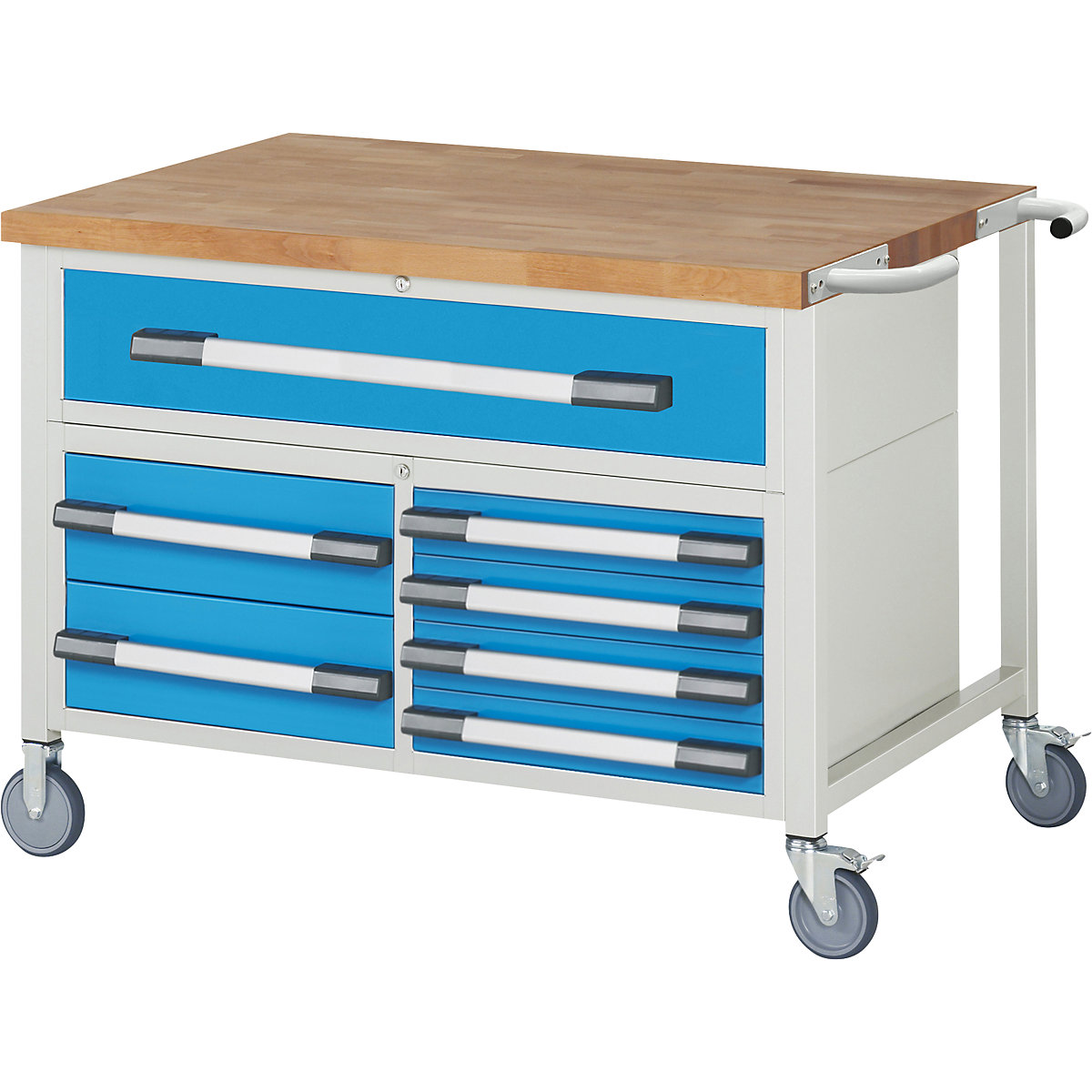 Bancada de trabalho com rodas Série 8000, estrutura modular – eurokraft pro