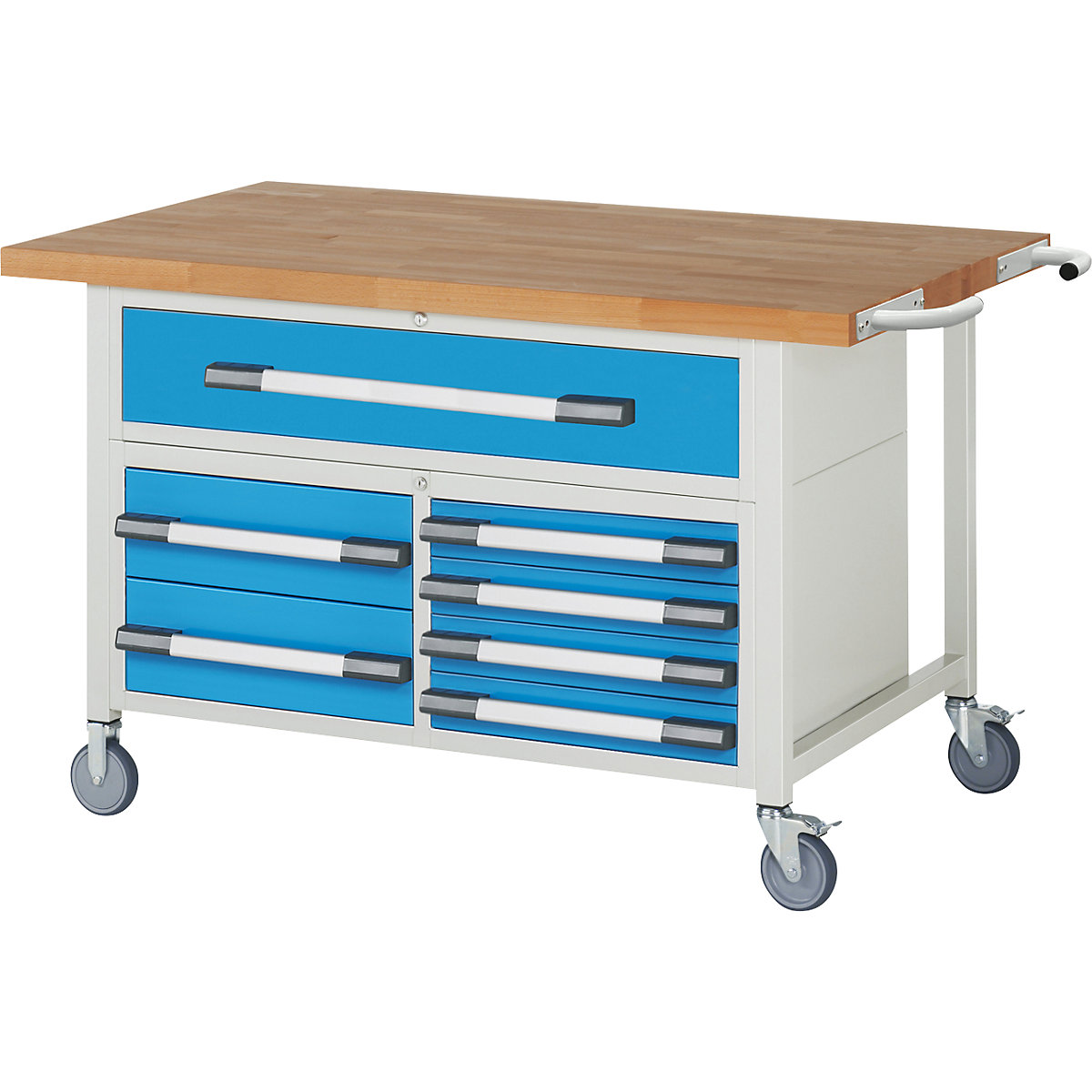 Bancada de trabalho com rodas Série 8000, estrutura modular – eurokraft pro