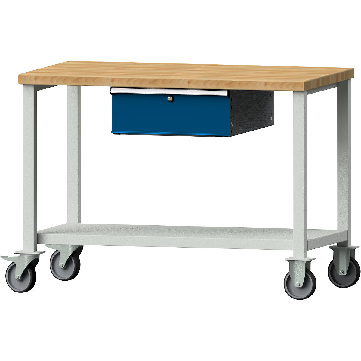 Bancada de trabalho compacta – ANKE, LxP 1140 x 650 mm, 1 gaveta, tampo em faia maciça, móvel-0