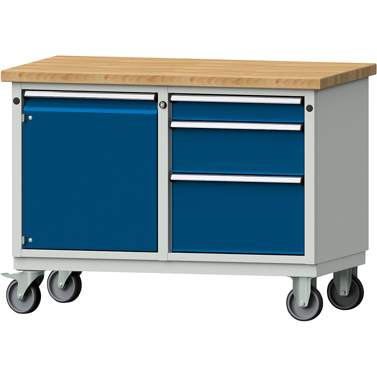 Bancada de trabalho compacta – ANKE, LxP 1140 x 650 mm, 1 armário, 3 gavetas, móvel-0