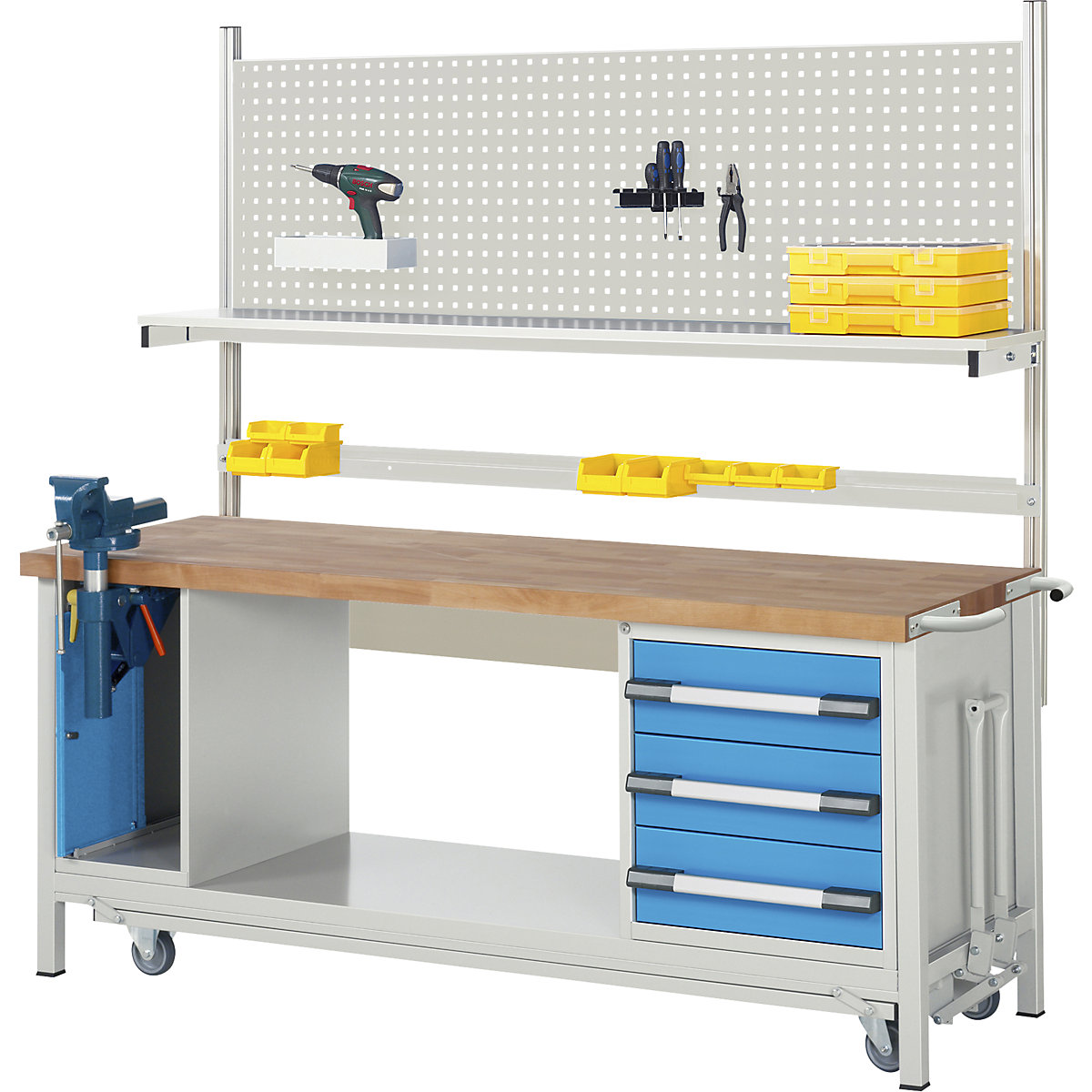 Bancada de trabalho móvel e rebaixável, estrutura modular série 8000 – eurokraft pro (Imagem do produto 2)-1