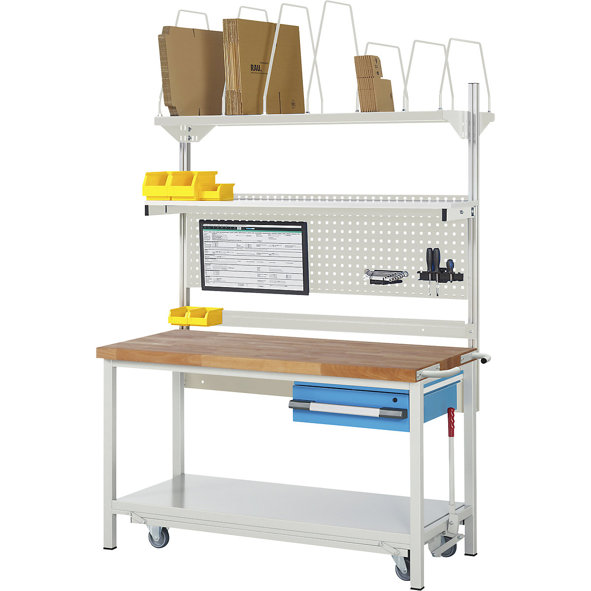 Bancada de trabalho móvel e rebaixável, estrutura modular série 8000 – eurokraft pro (Imagem do produto 2)-1