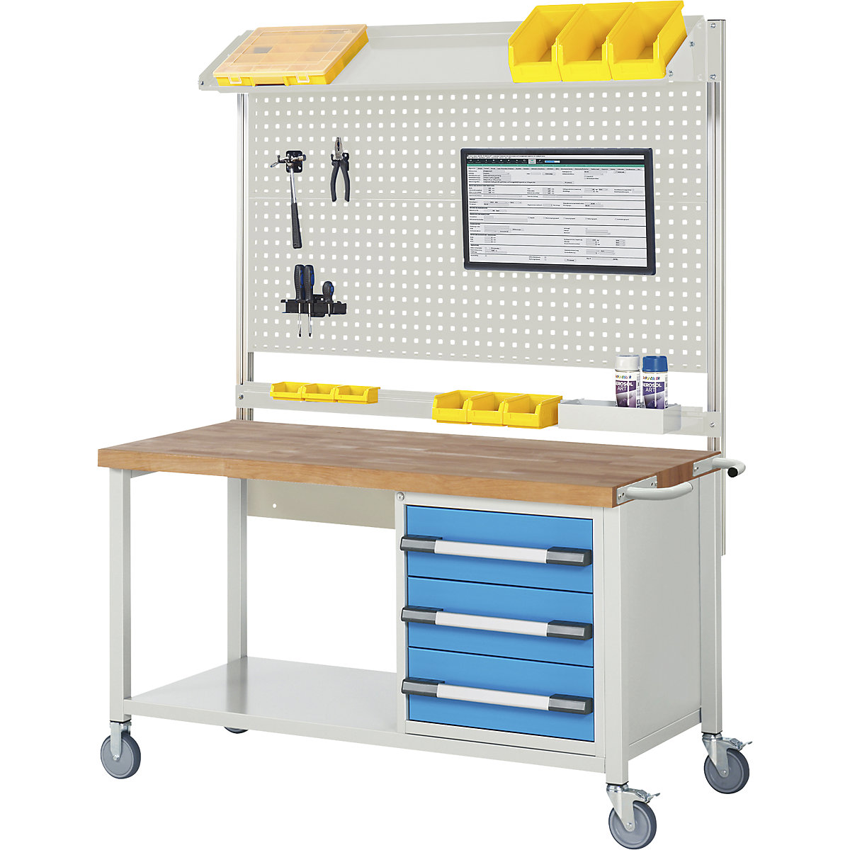 Bancada de trabalho móvel e rebaixável, estrutura modular série 8000 – eurokraft pro (Imagem do produto 2)-1