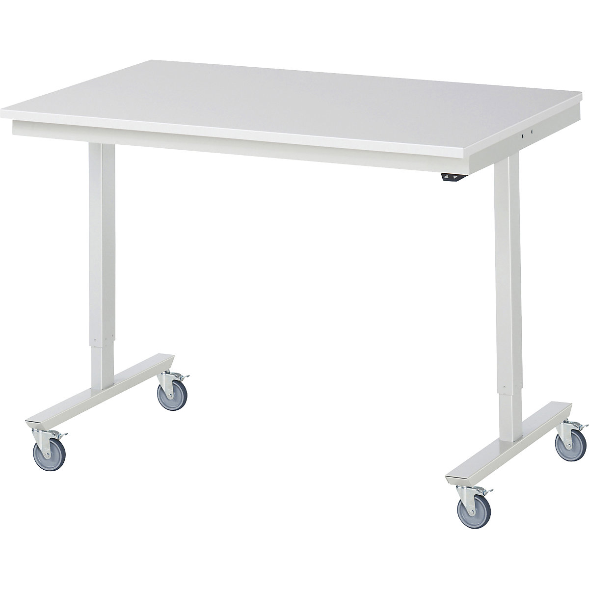 Mesa de trabalho com ajuste elétrico da altura, móvel – RAU, tampo em melamina, largura do tampo 1250 mm-0