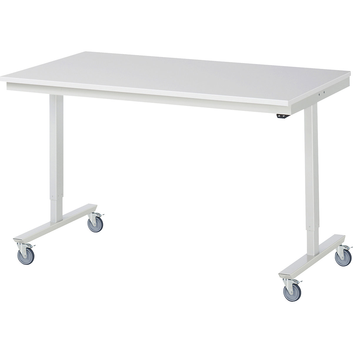 Mesa de trabalho com ajuste elétrico da altura, móvel – RAU, tampo em melamina, largura do tampo 1500 mm-0