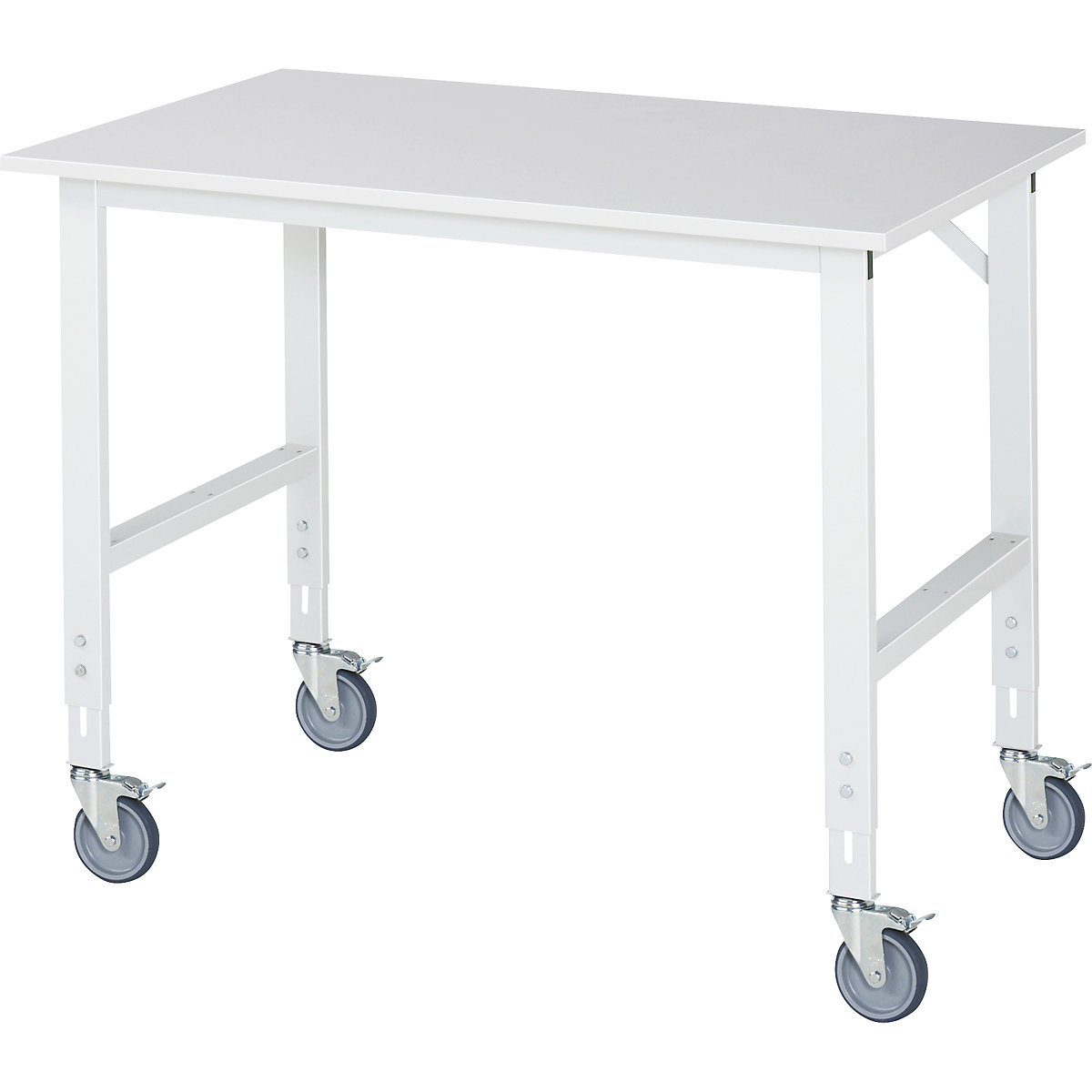 Mesa de trabalho móvel – RAU, armação 60 x 30 mm, LxP do tampo 1250 x 800 mm, tampo em melamina-0