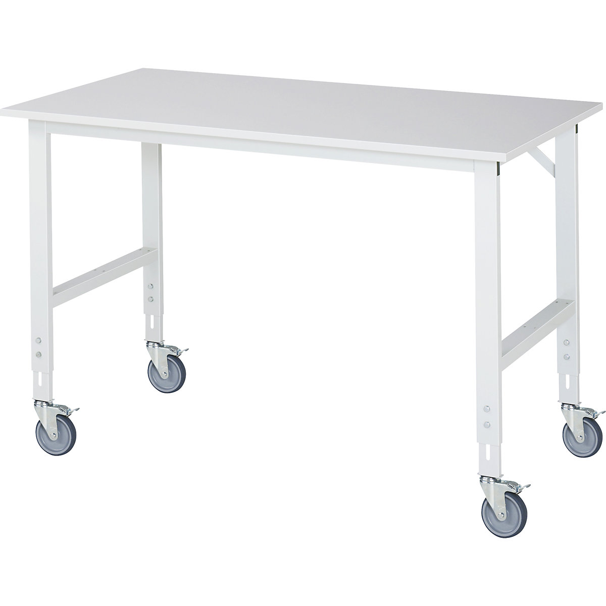 Mesa de trabalho móvel – RAU, armação 60 x 30 mm, LxP do tampo 1500 x 800 mm, tampo em melamina-0