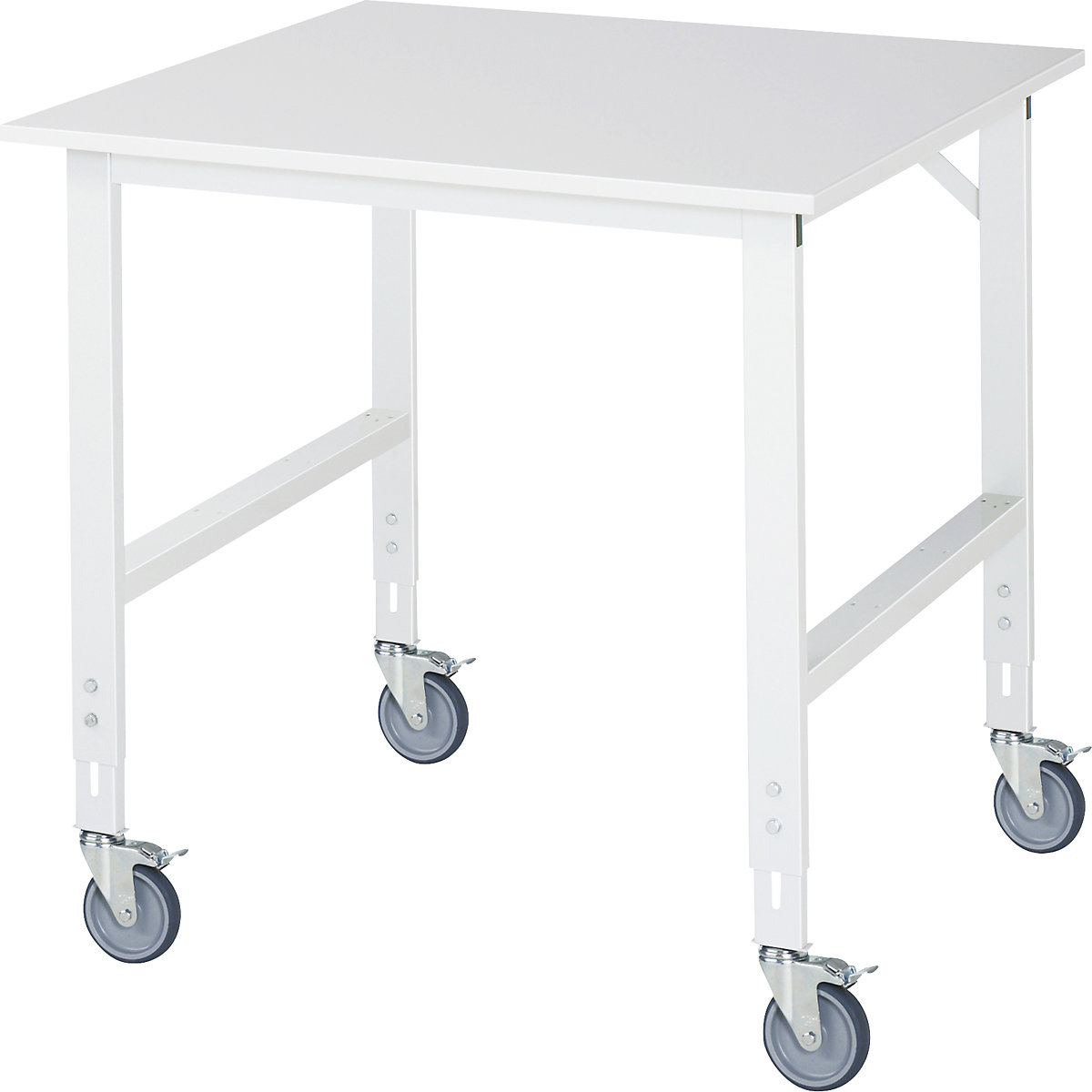 Mesa de trabalho móvel – RAU, armação 60 x 30 mm, LxP do tampo 1000 x 1000 mm, tampo em melamina-0