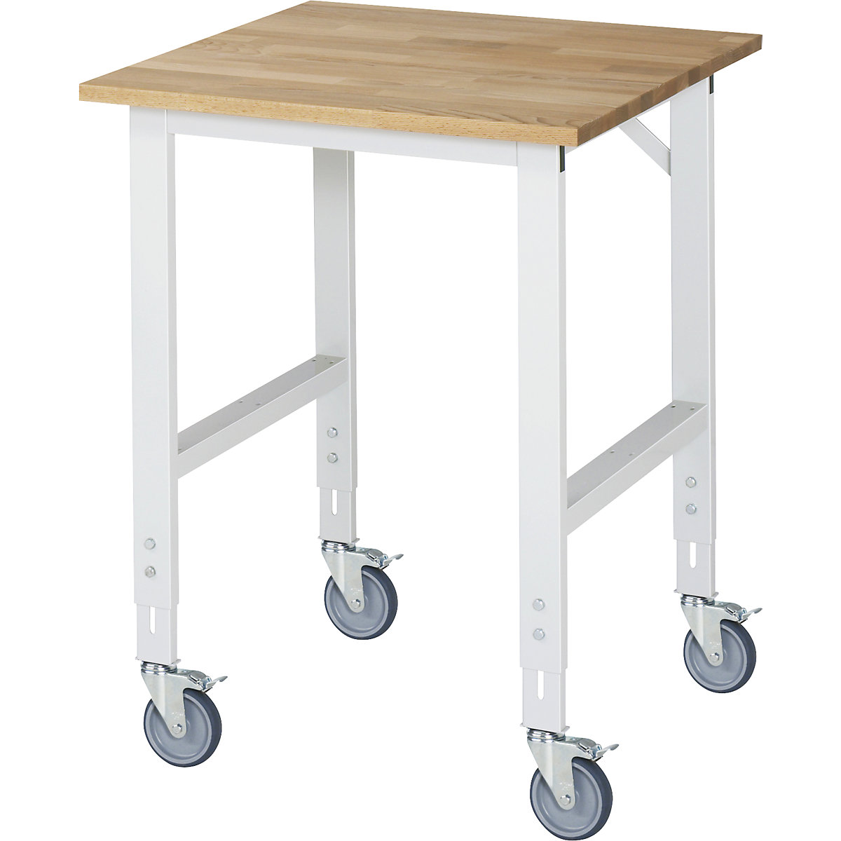 Mesa de trabalho móvel – RAU, armação 60 x 30 mm, LxP do tampo 750 x 800 mm, tampo de madeira maciça em faia-0