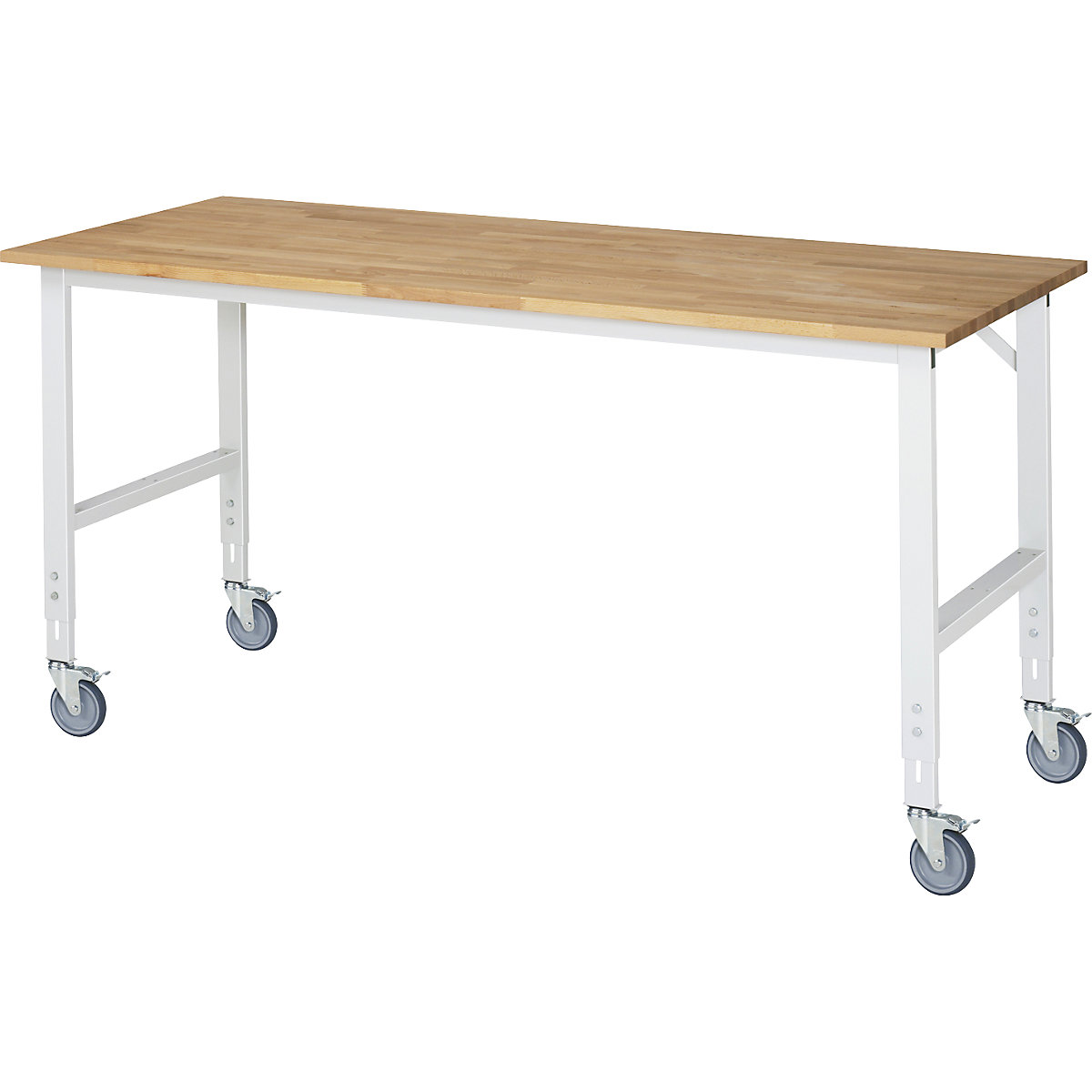 Mesa de trabalho móvel – RAU, armação 60 x 30 mm, LxP do tampo 2000 x 800 mm, tampo de madeira maciça em faia-0