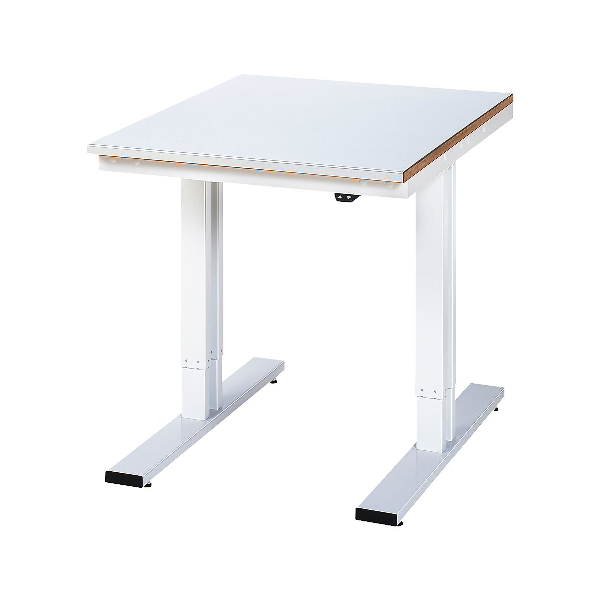 Mesa de trabalho com regulação elétrica da altura – capacidade de carga 300 kg – RAU, altura 720 – 1120 mm, tampo em chapa de aço, LxP 750 x 1000 mm-0