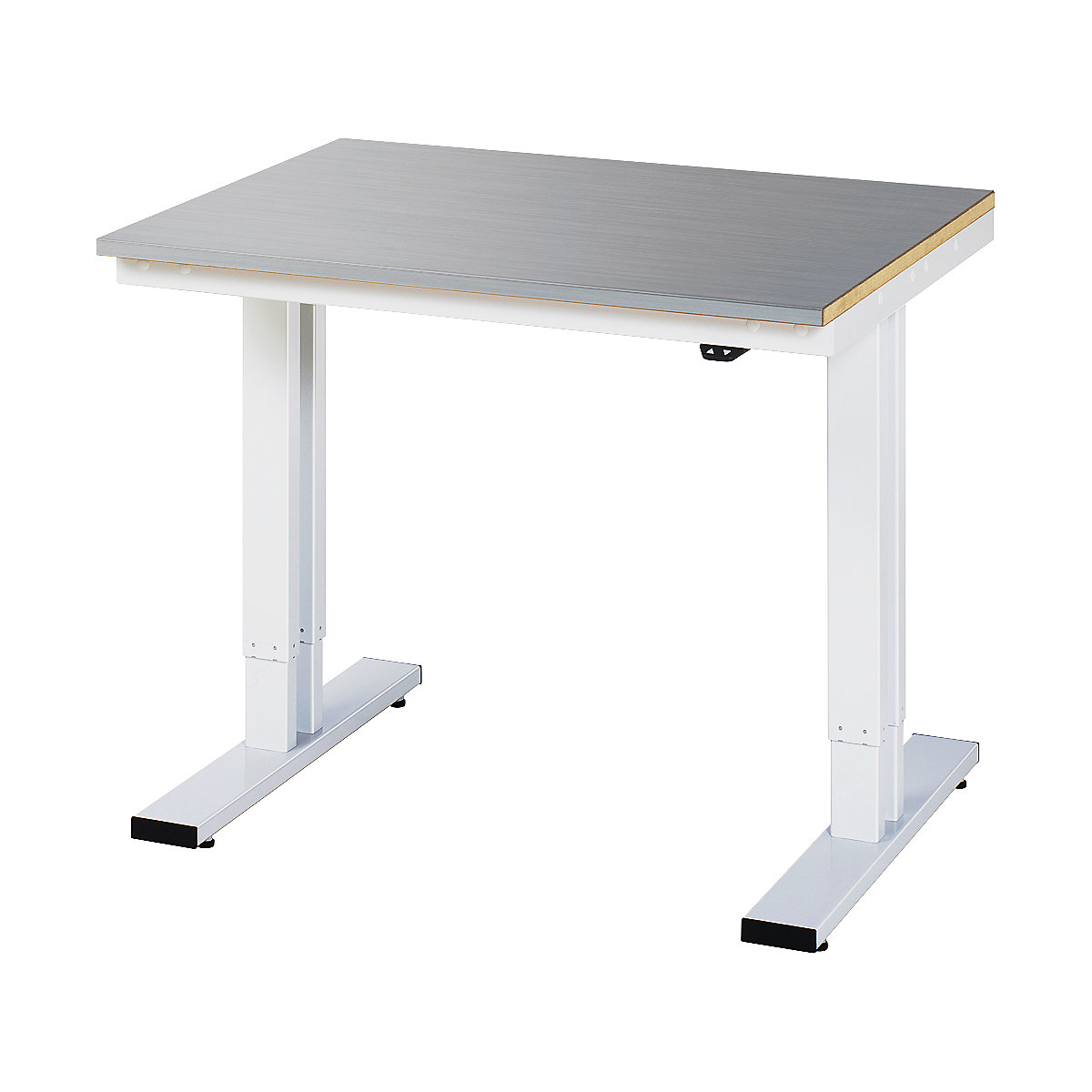 Mesa de trabalho com regulação elétrica da altura – capacidade de carga 300 kg – RAU, altura 720 – 1120 mm, tampo em aço inoxidável, LxP 1000 x 800 mm-0