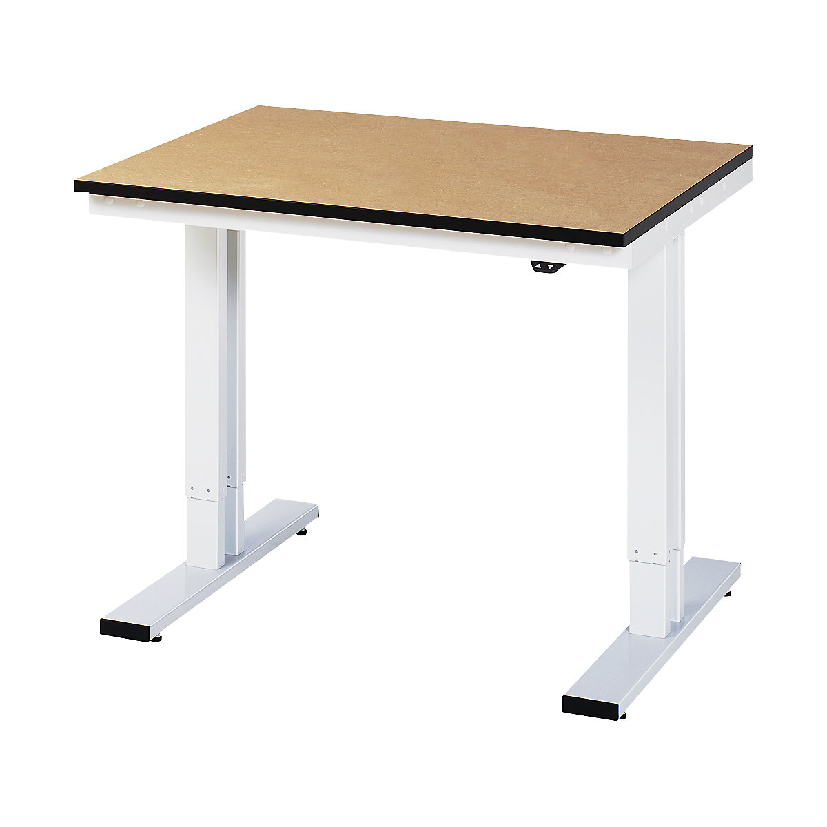 Mesa de trabalho com regulação elétrica da altura – capacidade de carga 300 kg – RAU, altura 720 – 1120 mm, tampo em MDF, LxP 1000 x 800 mm-0