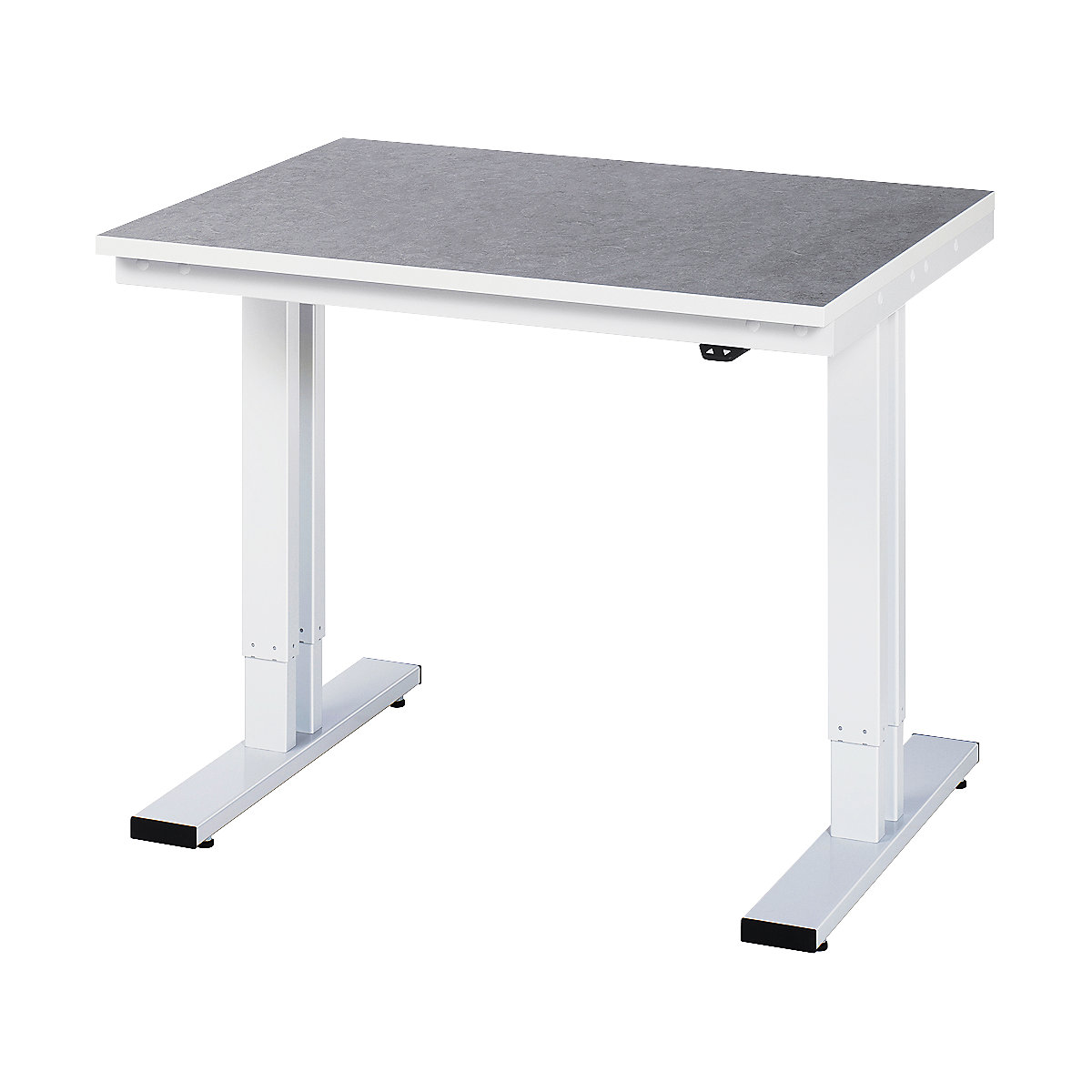 Mesa de trabalho com regulação elétrica da altura – capacidade de carga 300 kg – RAU, altura 720 – 1120 mm, revestimento em linóleo, LxP 1000 x 800 mm-0