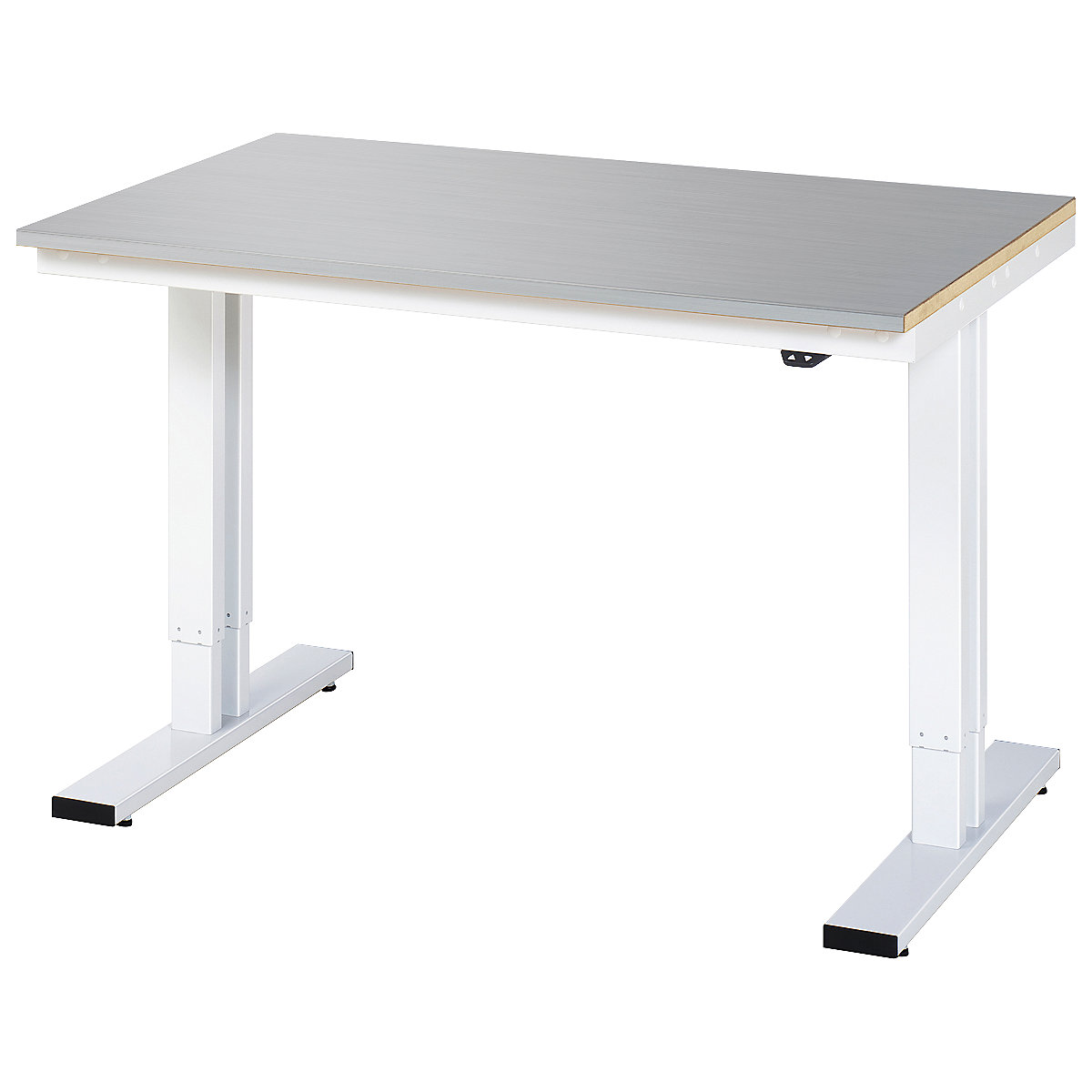 Mesa de trabalho com regulação elétrica da altura – capacidade de carga 300 kg – RAU, altura 720 – 1120 mm, tampo em aço inoxidável, LxP 1250 x 800 mm-0