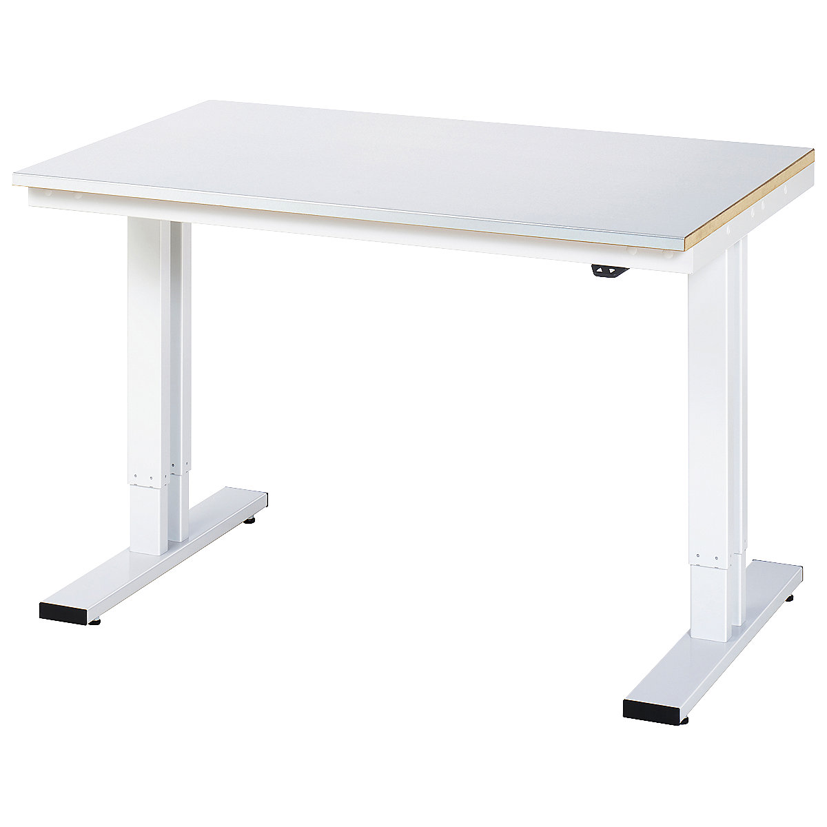 Mesa de trabalho com regulação elétrica da altura – capacidade de carga 300 kg – RAU, altura 720 – 1120 mm, tampo em chapa de aço, LxP 1250 x 800 mm-0