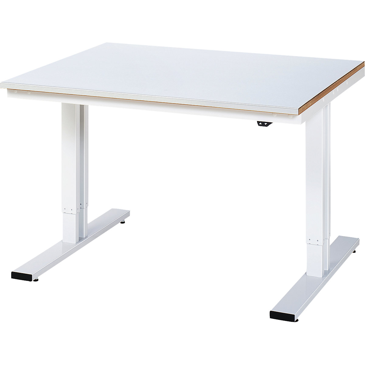 Mesa de trabalho com regulação elétrica da altura – capacidade de carga 300 kg – RAU, altura 720 – 1120 mm, tampo em chapa de aço, LxP 1250 x 1000 mm-0