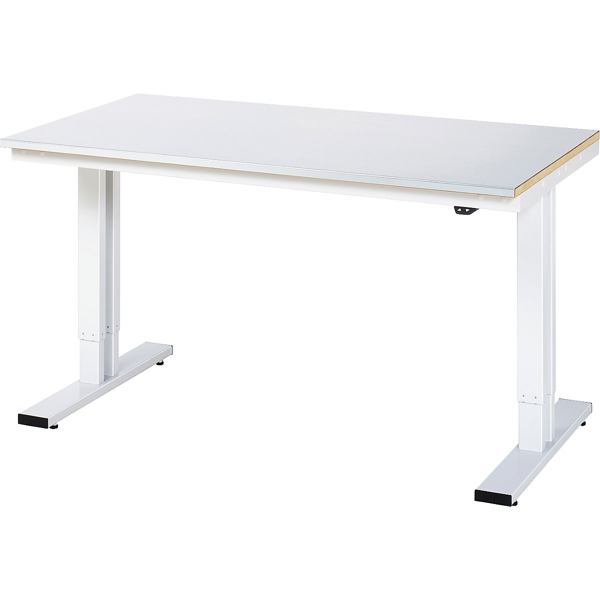 Mesa de trabalho com regulação elétrica da altura – capacidade de carga 300 kg – RAU, altura 720 – 1120 mm, tampo em chapa de aço, LxP 1500 x 800 mm-0