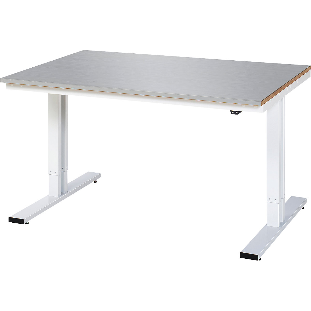 Mesa de trabalho com regulação elétrica da altura – capacidade de carga 300 kg – RAU, altura 720 – 1120 mm, tampo em aço inoxidável, LxP 1500 x 1000 mm-0
