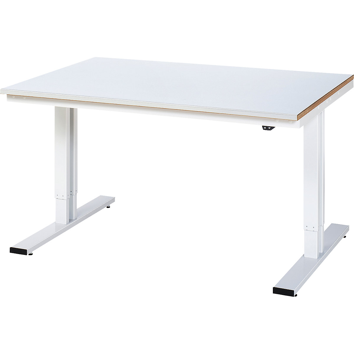 Mesa de trabalho com regulação elétrica da altura – capacidade de carga 300 kg – RAU, altura 720 – 1120 mm, tampo em chapa de aço, LxP 1500 x 1000 mm-0