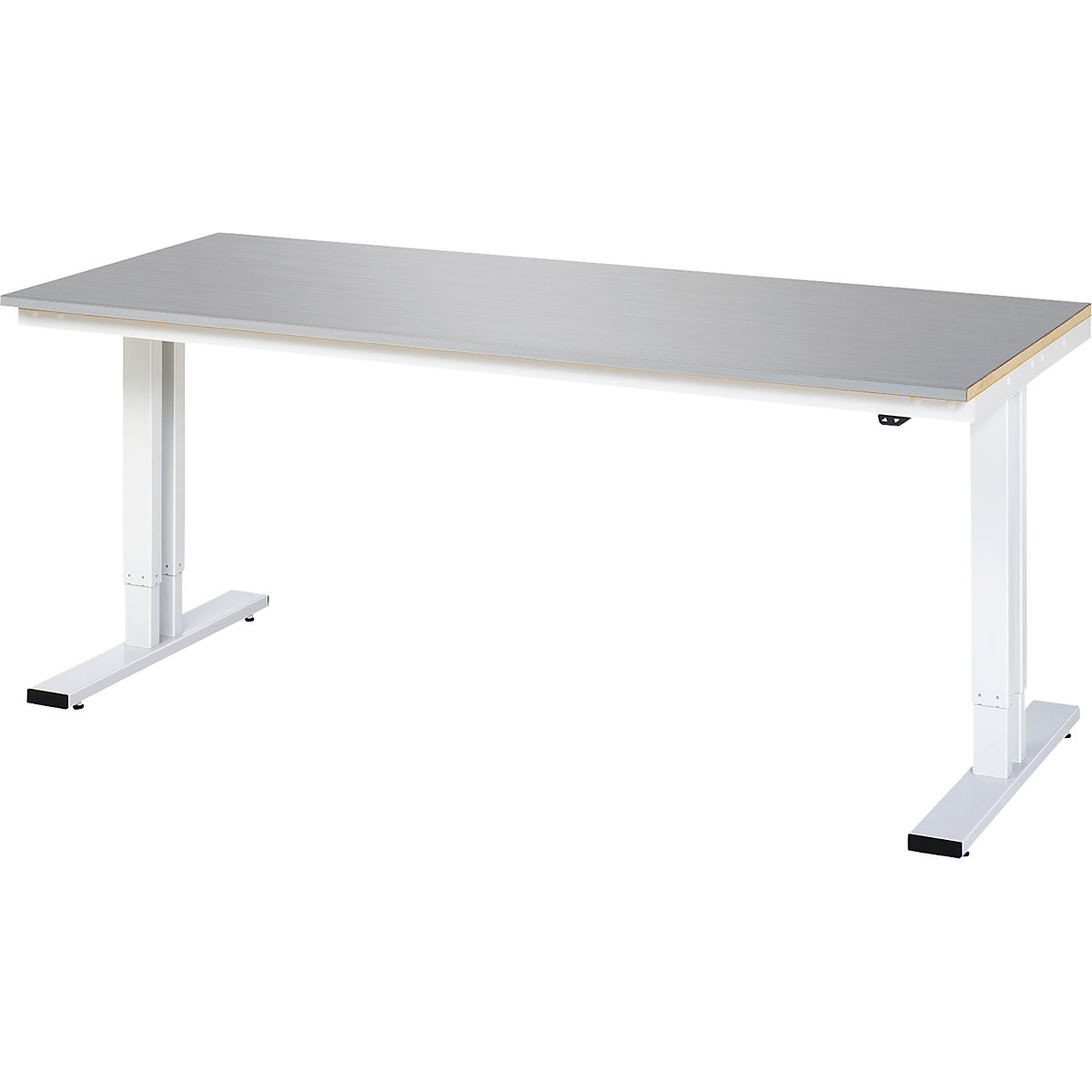 Mesa de trabalho com regulação elétrica da altura – capacidade de carga 300 kg – RAU, altura 720 – 1120 mm, tampo em aço inoxidável, LxP 2000 x 800 mm-0