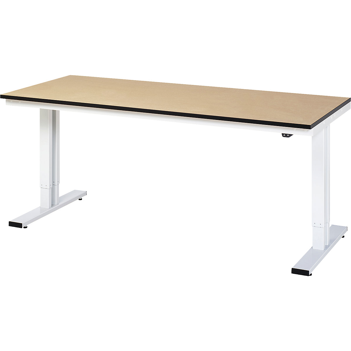 Mesa de trabalho com regulação elétrica da altura – capacidade de carga 300 kg – RAU, altura 720 – 1120 mm, tampo em MDF, LxP 2000 x 800 mm-0