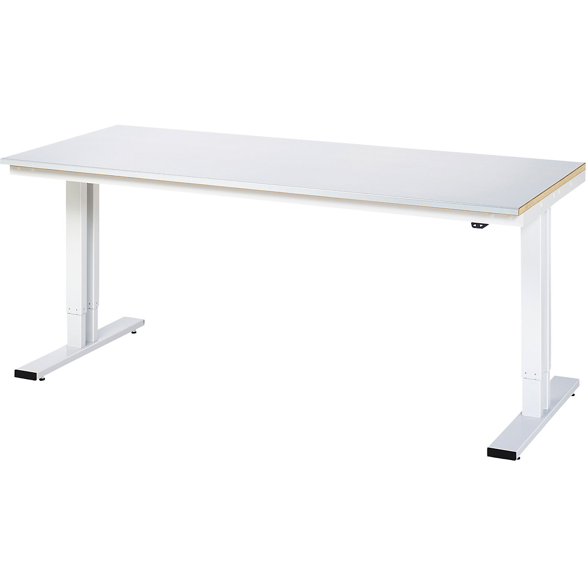 Mesa de trabalho com regulação elétrica da altura – capacidade de carga 300 kg – RAU, altura 720 – 1120 mm, tampo em chapa de aço, LxP 2000 x 800 mm-0