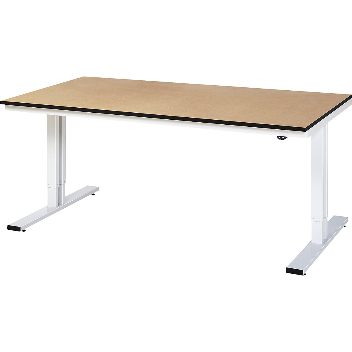 Mesa de trabalho com regulação elétrica da altura – capacidade de carga 300 kg – RAU, altura 720 – 1120 mm, tampo em MDF, LxP 2000 x 1000 mm-0