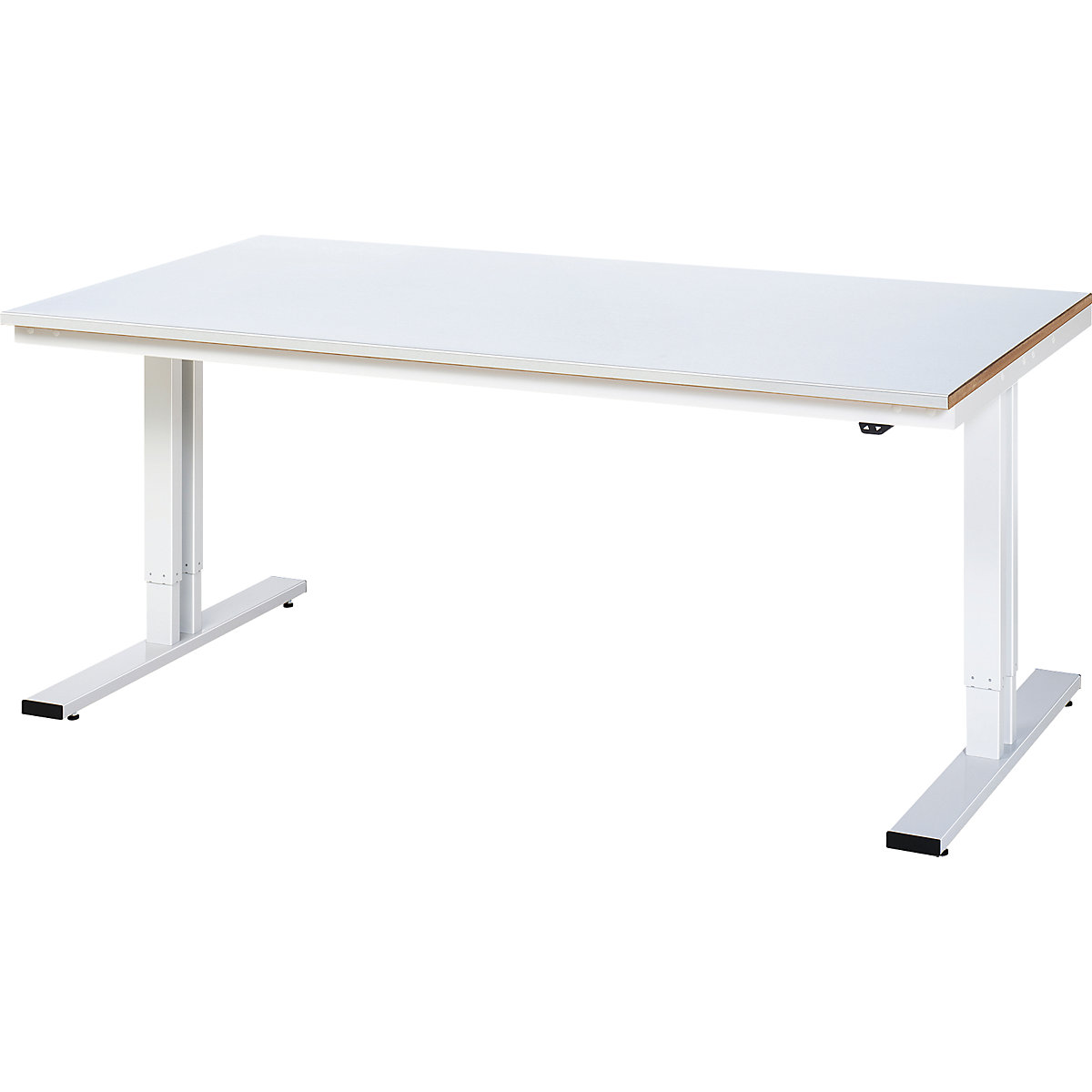 Mesa de trabalho com regulação elétrica da altura – capacidade de carga 300 kg – RAU, altura 720 – 1120 mm, tampo em chapa de aço, LxP 2000 x 1000 mm-0