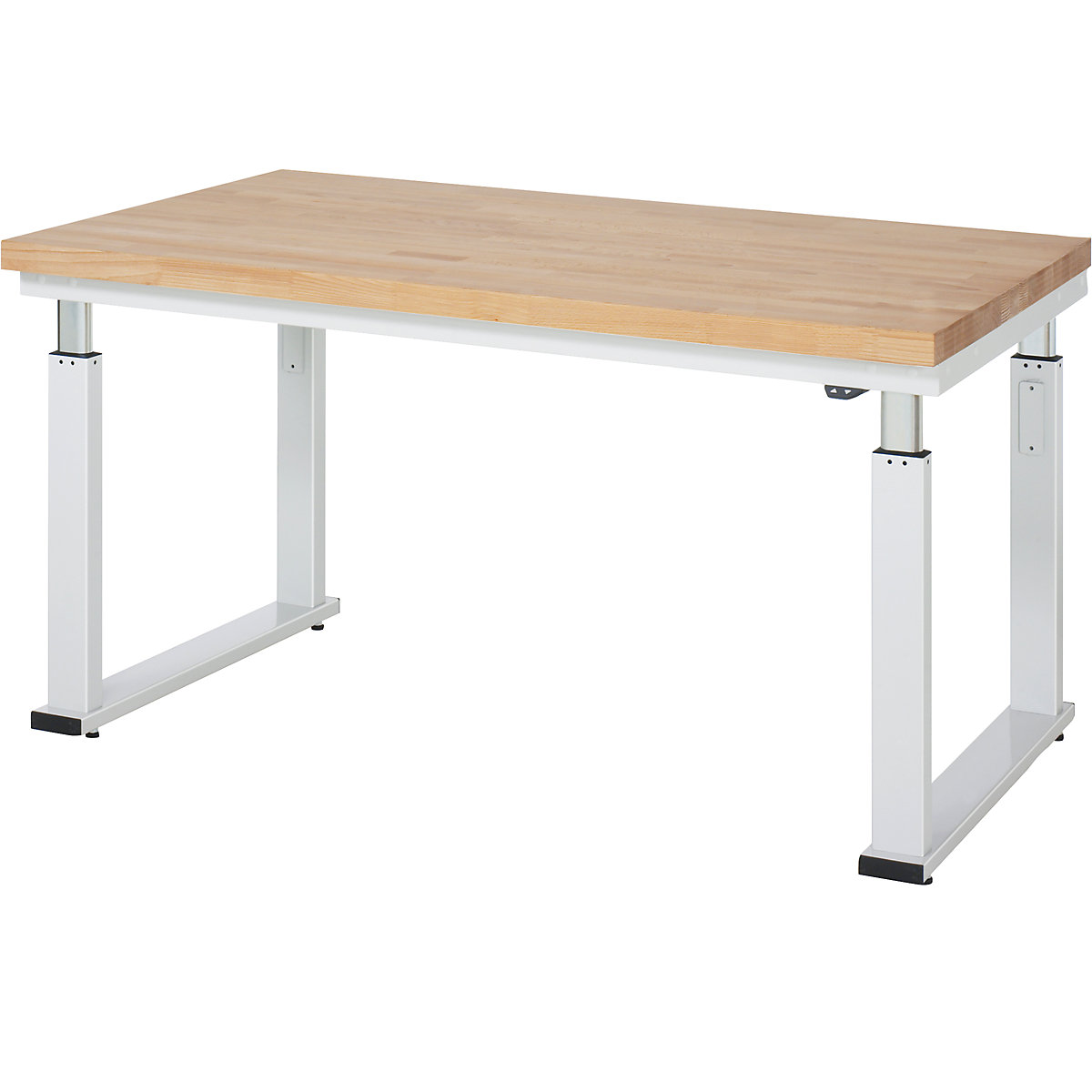 Mesa de trabalho com regulação elétrica da altura – capacidade de carga 600 kg – RAU, altura 740 – 1140 mm, tampo de faia maciça, LxP 1500 x 900 mm-0