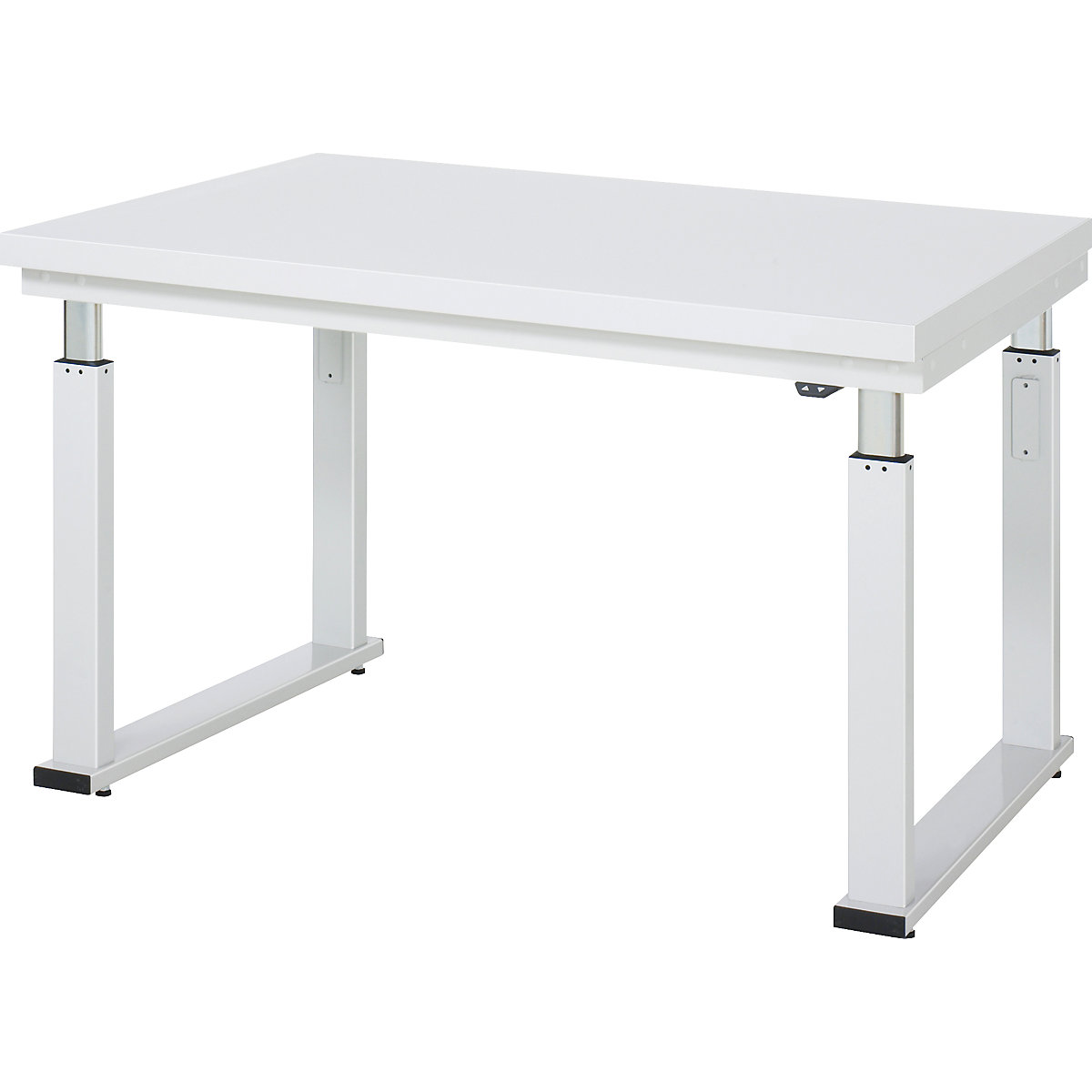Mesa de trabalho com regulação elétrica da altura – capacidade de carga 600 kg – RAU, altura 740 – 1140 mm, tampo em laminado duro, LxP 1250 x 900 mm-0