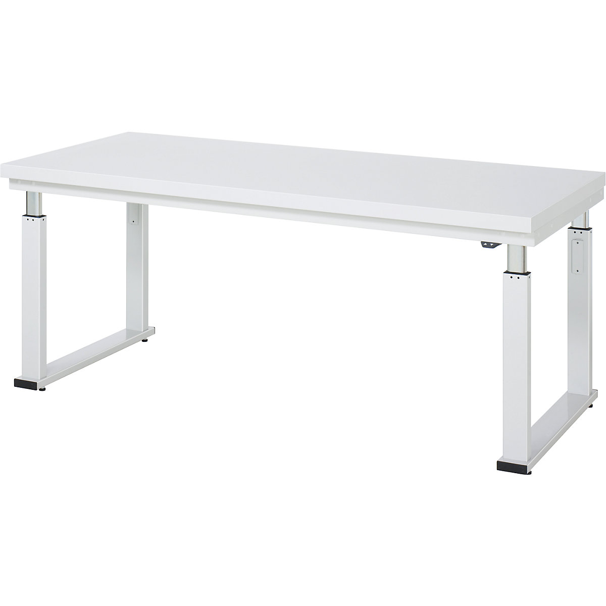 Mesa de trabalho com regulação elétrica da altura – capacidade de carga 600 kg – RAU, altura 740 – 1140 mm, tampo em laminado duro, LxP 2000 x 900 mm-0