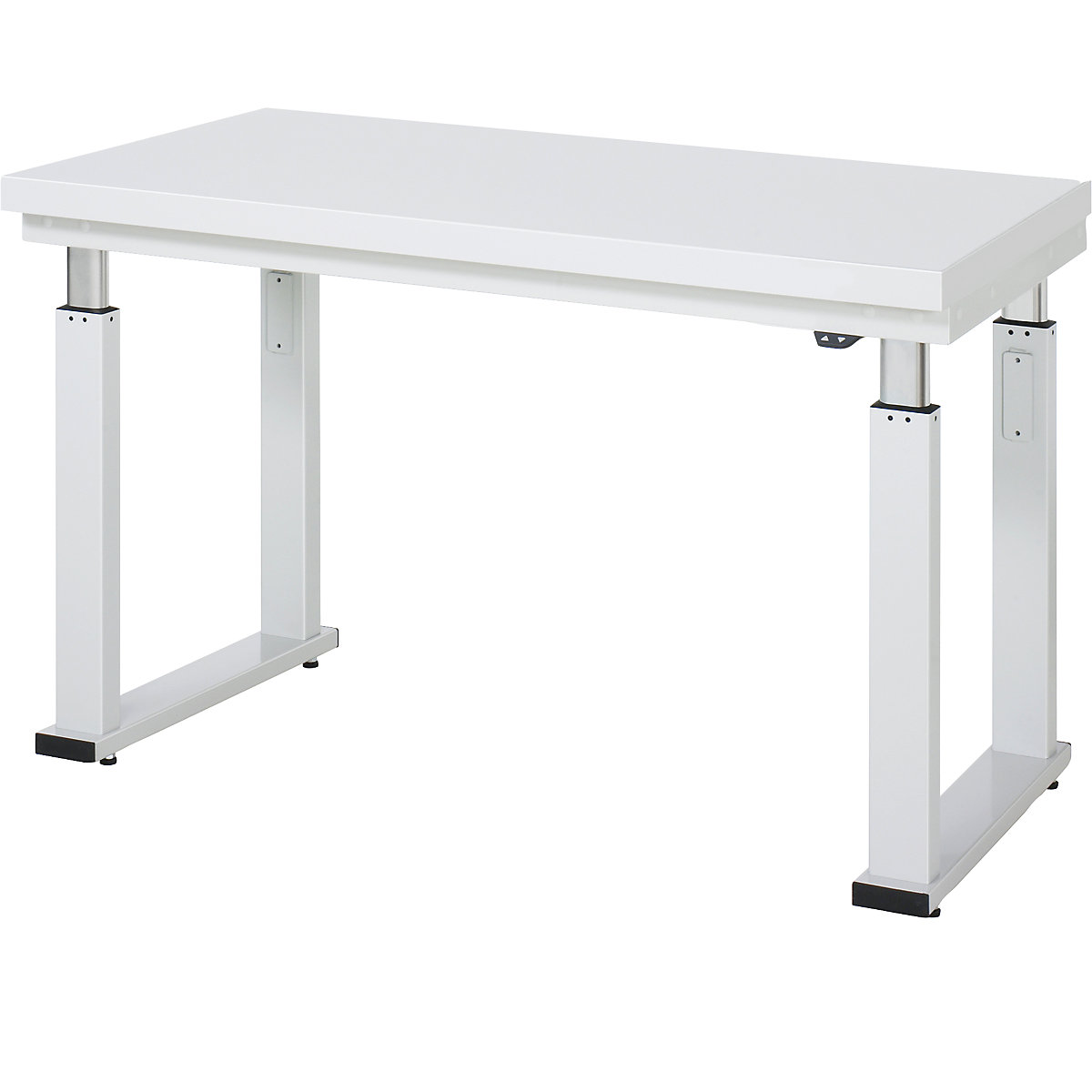 Mesa de trabalho com regulação elétrica da altura – capacidade de carga 600 kg – RAU, altura 740 – 1140 mm, tampo em laminado duro, LxP 1250 x 700 mm-0