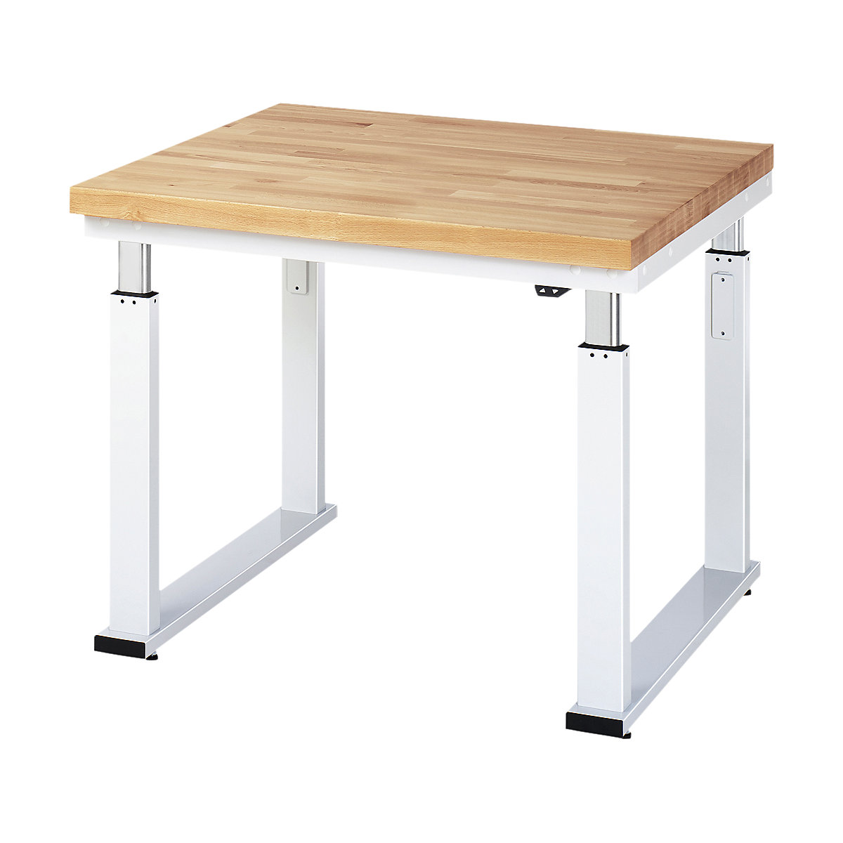 Mesa de trabalho com regulação elétrica da altura – capacidade de carga 600 kg – RAU, altura 740 – 1140 mm, tampo de faia maciça, LxP 1000 x 900 mm-0