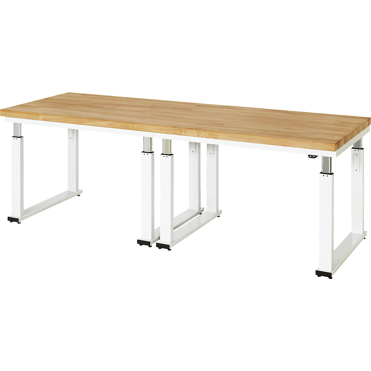 Mesa de trabalho com regulação elétrica da altura – capacidade de carga 600 kg – RAU, altura 740 – 1140 mm, tampo de faia maciça, LxP 2500 x 900 mm-0