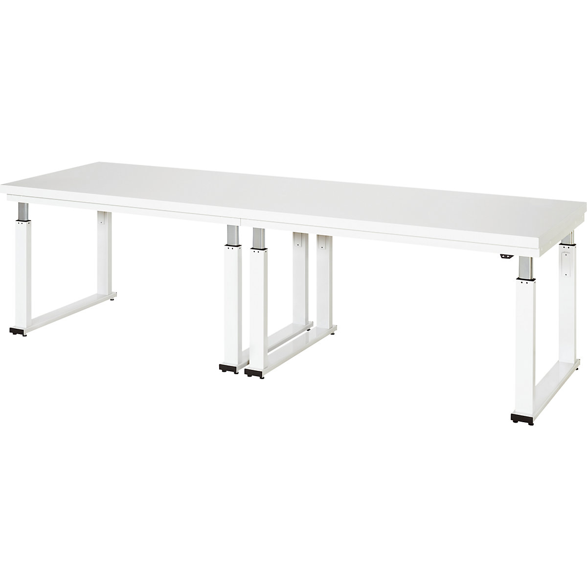 Mesa de trabalho com regulação elétrica da altura – capacidade de carga 600 kg – RAU, altura 740 – 1140 mm, tampo em laminado duro, LxP 3000 x 900 mm-0