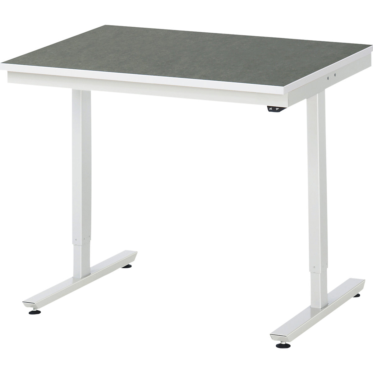 Mesa de trabalho, regulação elétrica da altura da série Adlatus – RAU, revestimento em linóleo, altura 720 – 1120 mm, LxP 1000 x 800 mm-0