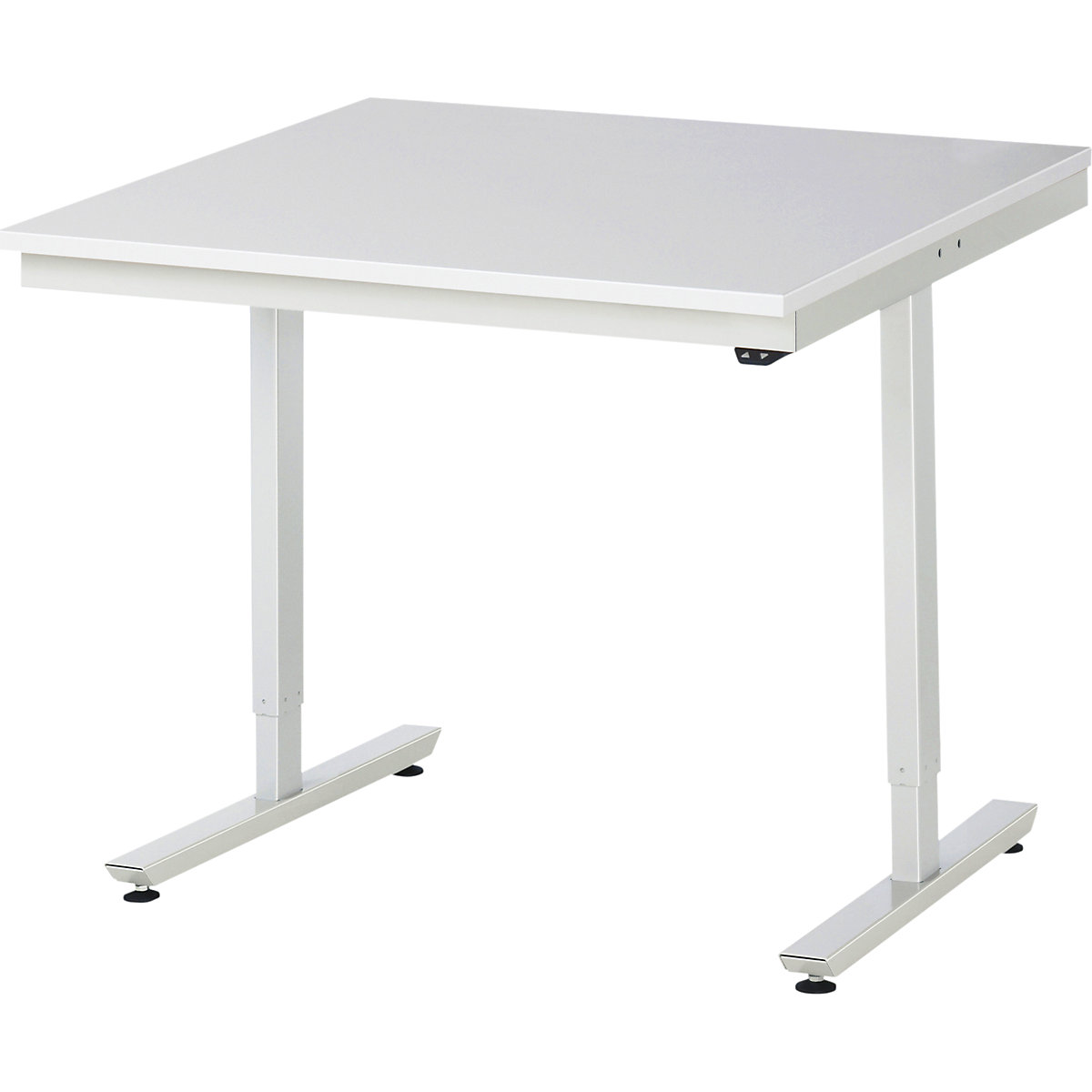 Mesa de trabalho, regulação elétrica da altura da série Adlatus – RAU, tampo em melamina ESD, altura 720 – 1120 mm, LxP 1000 x 1000 mm-0