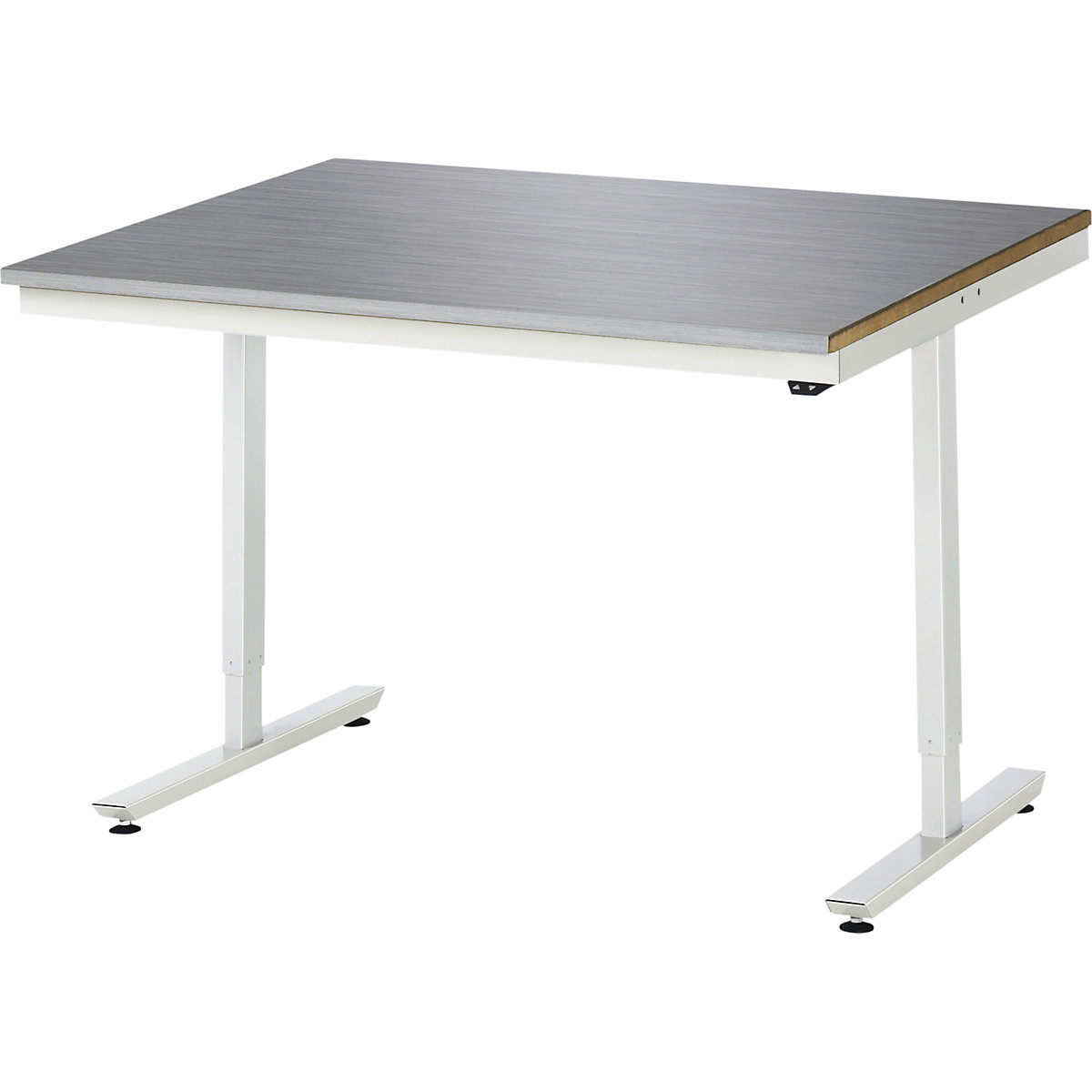 Mesa de trabalho, regulação elétrica da altura da série Adlatus – RAU, tampo em aço inoxidável, altura 720 – 1120 mm, LxP 1250 x 1000 mm-0